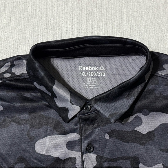 Reebok Mens 2XL Black Camo Short Sleeve Golf‎ Polo Shirt - Picture 5 of 7